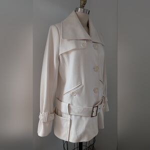MODA International - Winter White Wool Blend Pea Coat - Size M